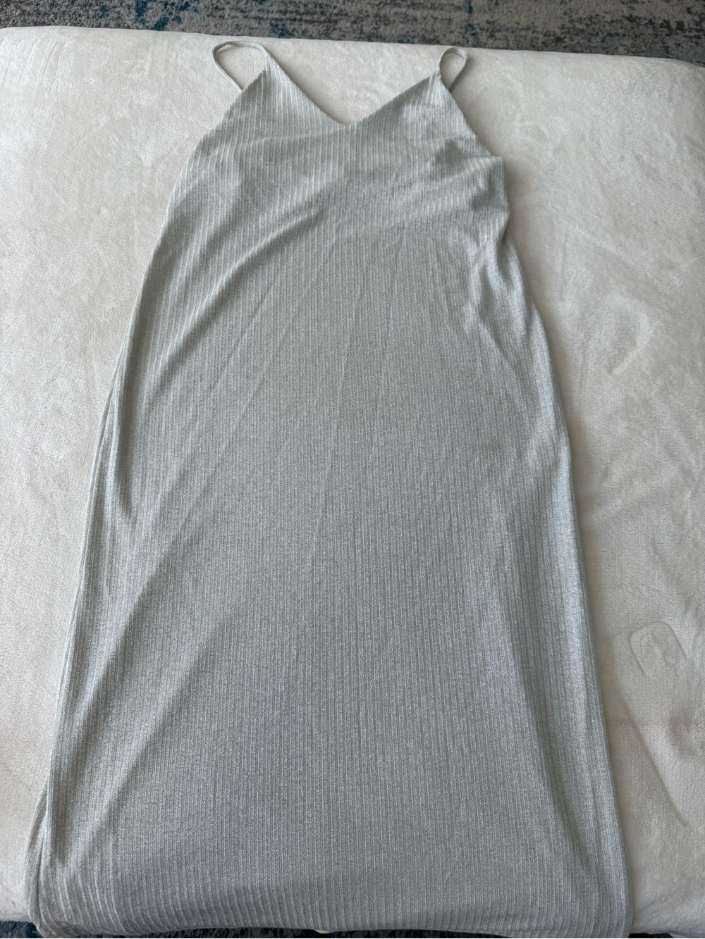 Farm Rio Silver Shimmer Ribbed Dress Size Small D90